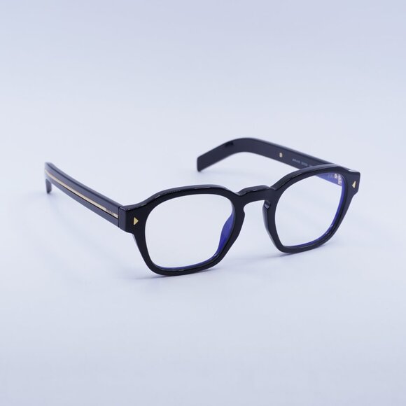 Prada PRA16S 16K60K Sunglasses Black Square 52mm Frame, Blue Light Block Lenses - Picture 8 of 10